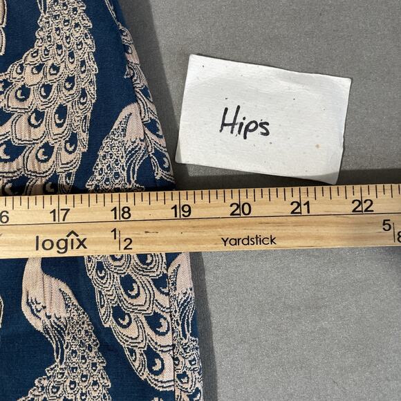 Ann Taylor Pencil Skirt Size 2 Teal Peacock Brocade Jacquard Tapestry Elegant - Picture 9 of 10